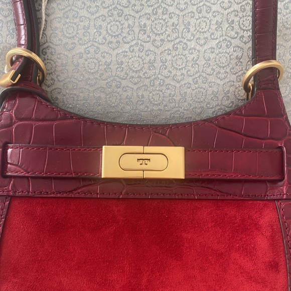 NWT Tory Burch Lee Radziwill Small Saddle Bag, Roma Red, $658 - Picture 6 of 7